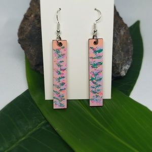 Hand painted laser cut wood earrings